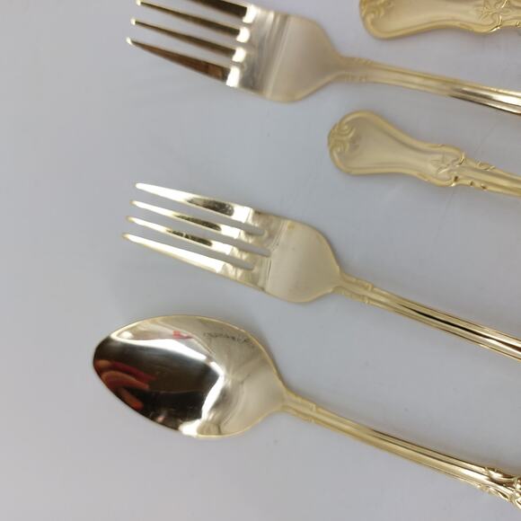 Alco Gold Tone Flatware Hollywood Regency 18 Pcs. Forks - Picture 7 of 16